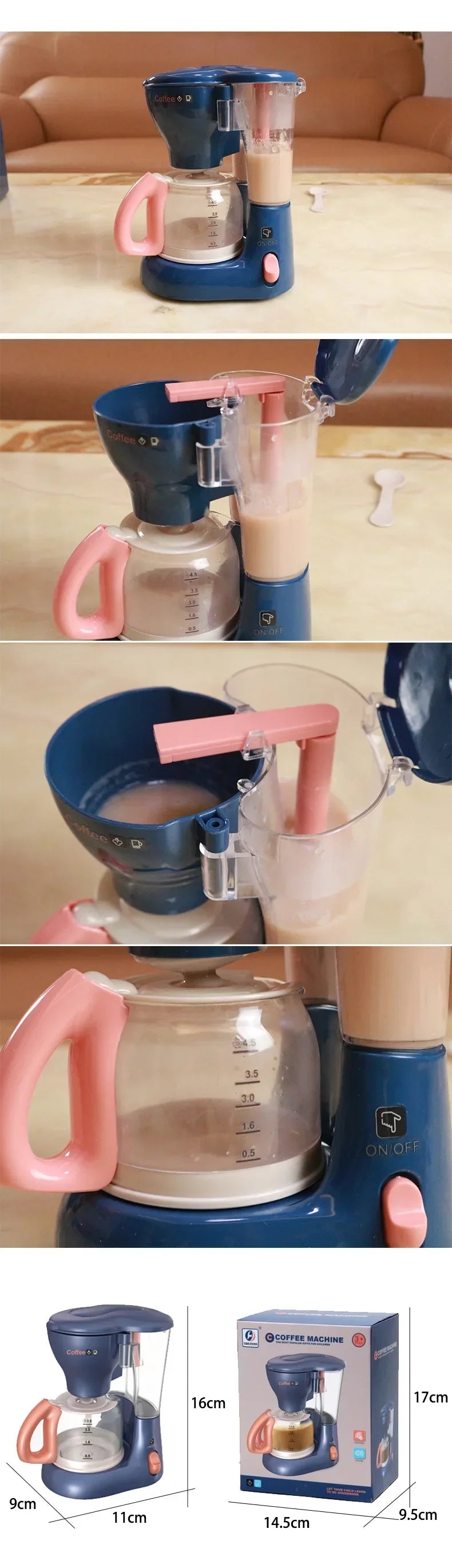 2025 Kids' Pretend Play Mini Simulation Kitchen Toys BLUE Household Appliances Toy with Light up & Sound for both Boys and Girls