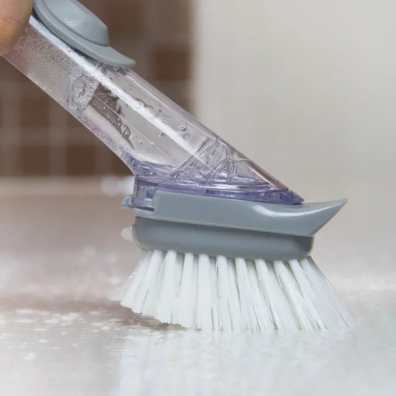 Kitchen Long Handle Cleaning Brush Automatic Liquid Dispenser Dishwashing Sponge Cleaning Brush Scrubber Kitchen Cleaning Tools