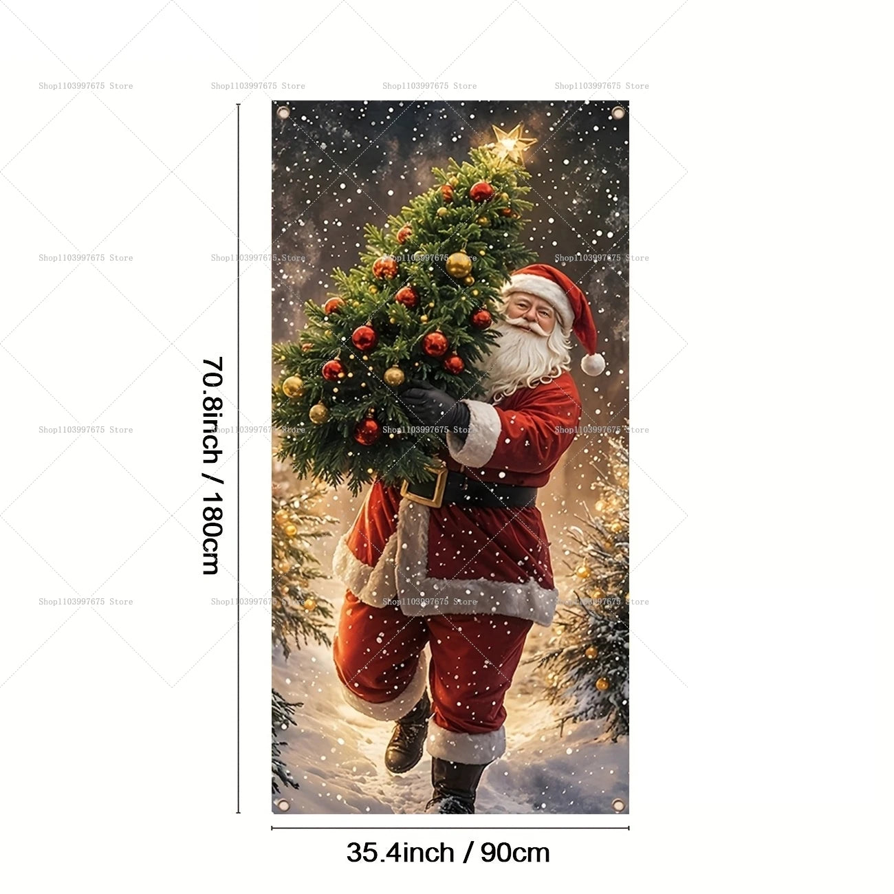 Christmas Santa Claus Colorful Light Decor Door Banners Photography Backdrop Indoor Outdoor Wall Porch Background Party Supplies