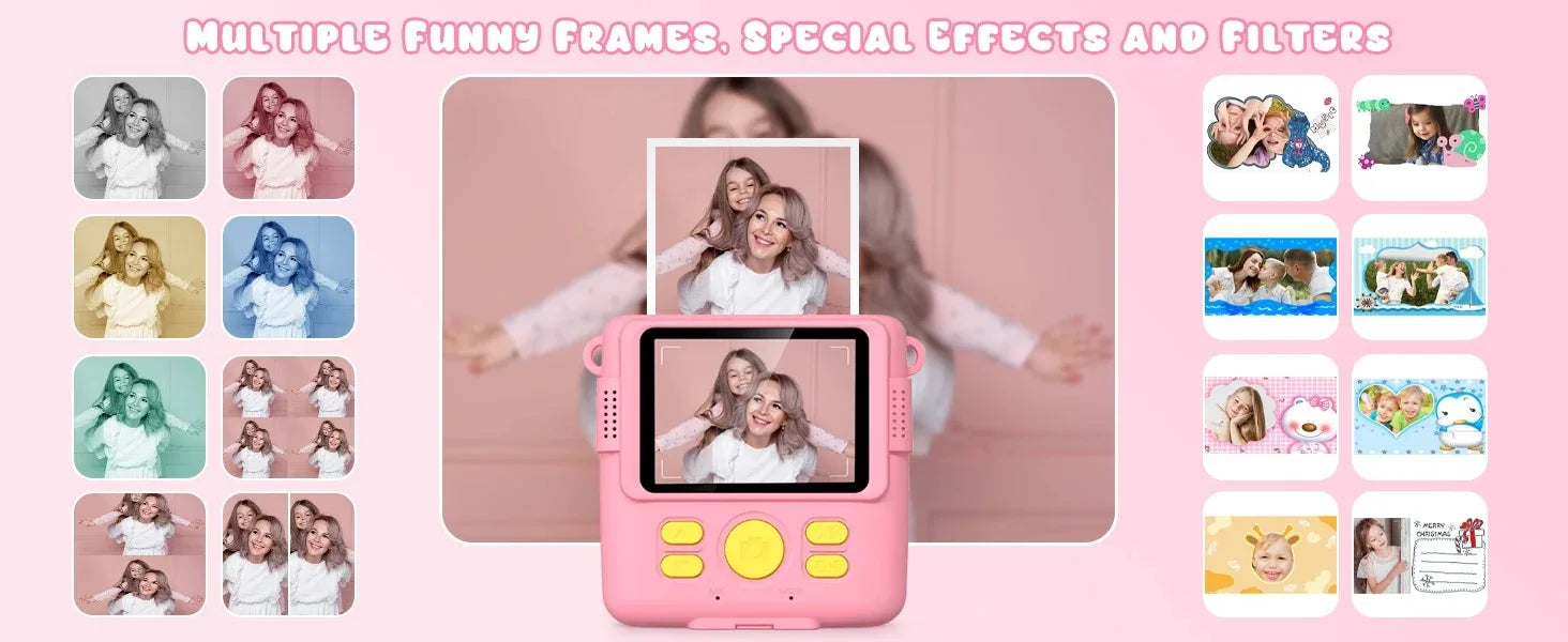 Instant Camera for Kids 2.4" 1080P Video Camera Instant Print Digital Camera with 32GB Card Gift for 3-12 Children's Camera