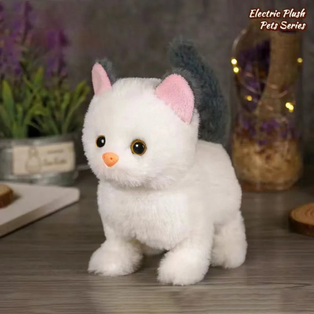 Simulated Robot Kitten Wagging Interactive Kitten Plush Toy Walking Makes You Happy Kitten Robot Electric Pet
