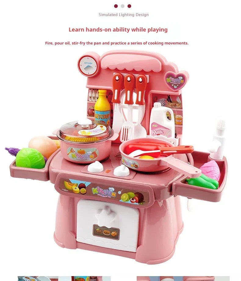 Simulated Kitchen Toys  Kitchenware Lighting and Sounds Cooking Game Set Children Fun Educational Toy Educational Toy