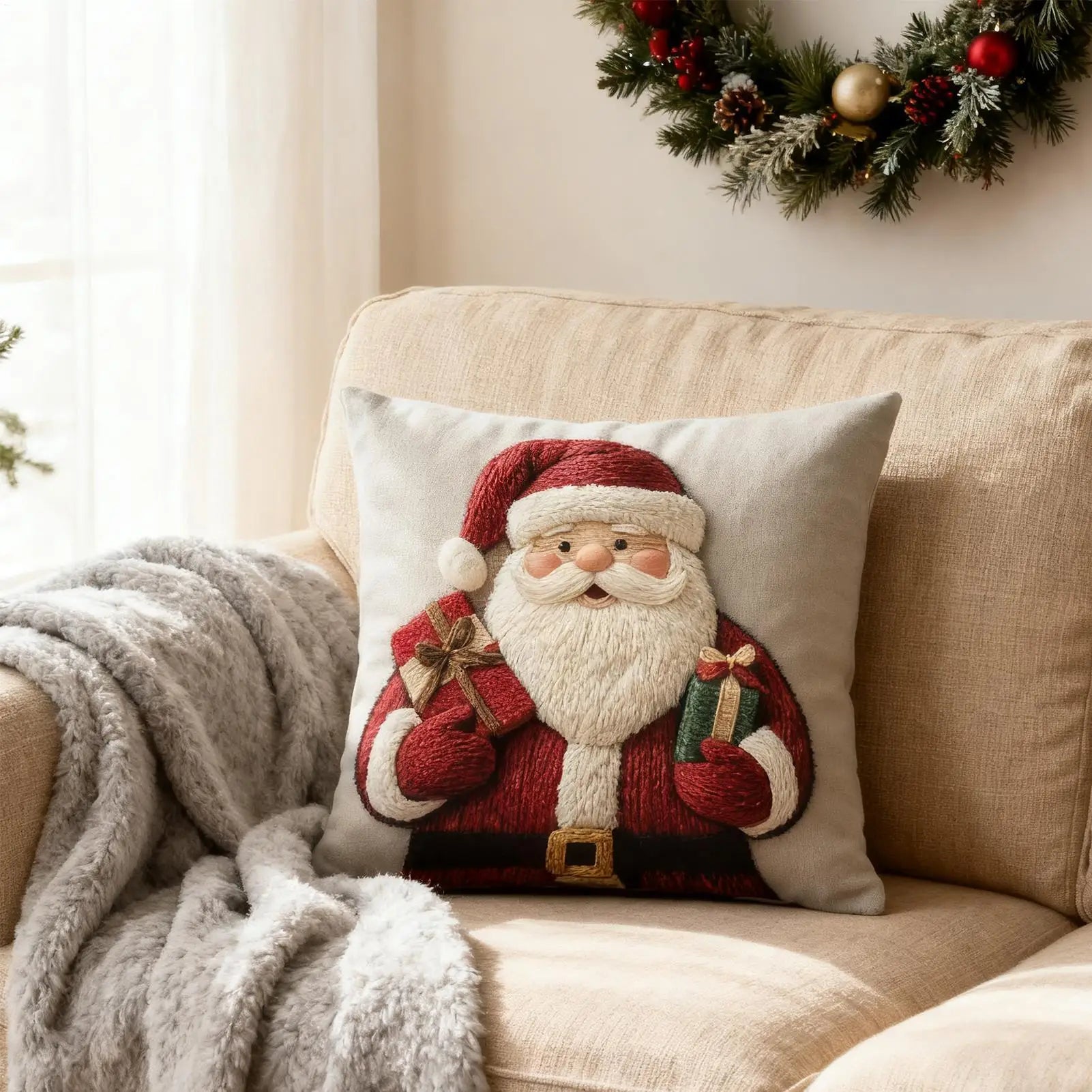Christmas Pillow Covers 4 Pieces Christmas Decorations with Invisible Zipper Throw Pillow Cases for Home 2025 Xmas Navidad
