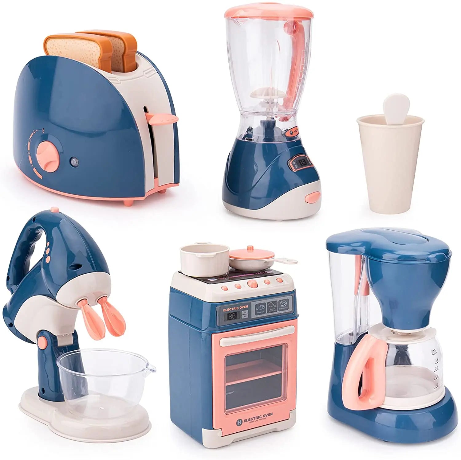 Interactive Electric Kitchen Playset for Kids Mini Simulation Household Appliances Light Toy Gift for Boy Girls Home Kitchen Fun
