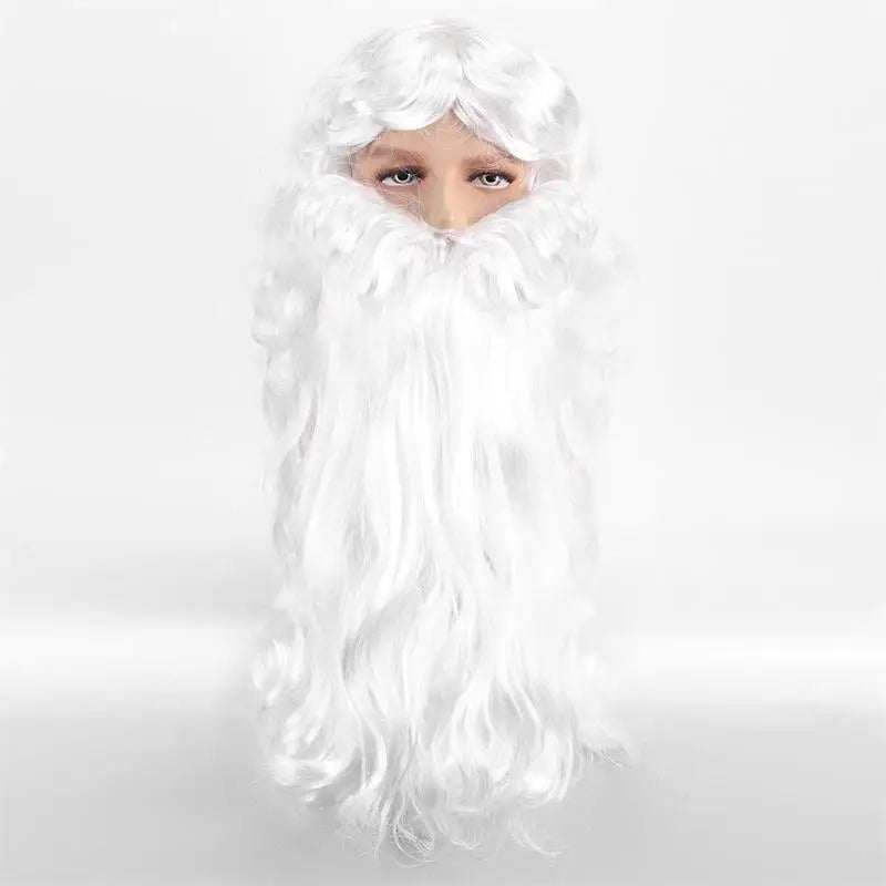 European and American cross-border white long curly hair Santa Claus synthetic wig European and American Santa Claus big