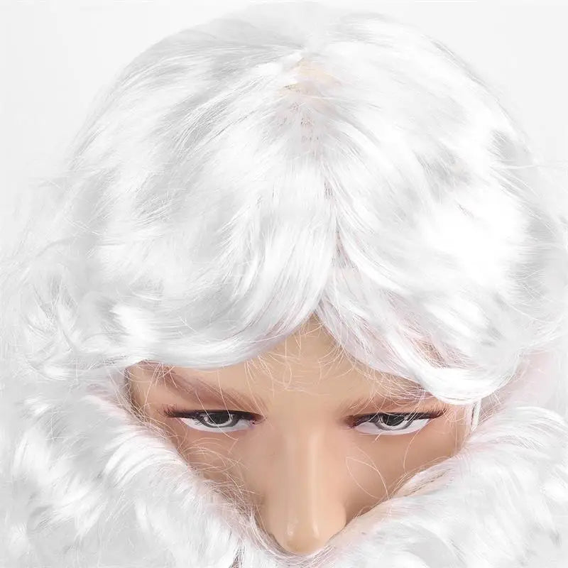 European and American cross-border white long curly hair Santa Claus synthetic wig European and American Santa Claus big