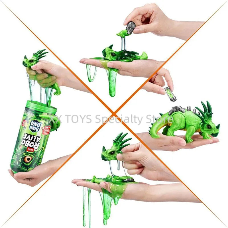 ZURU Robo Alive Dino DNA Series Dinosaur Playset Tyrannosaurus Rex Ceratopsian Velociraptor Boys Treasure Hunt Surprise Toys