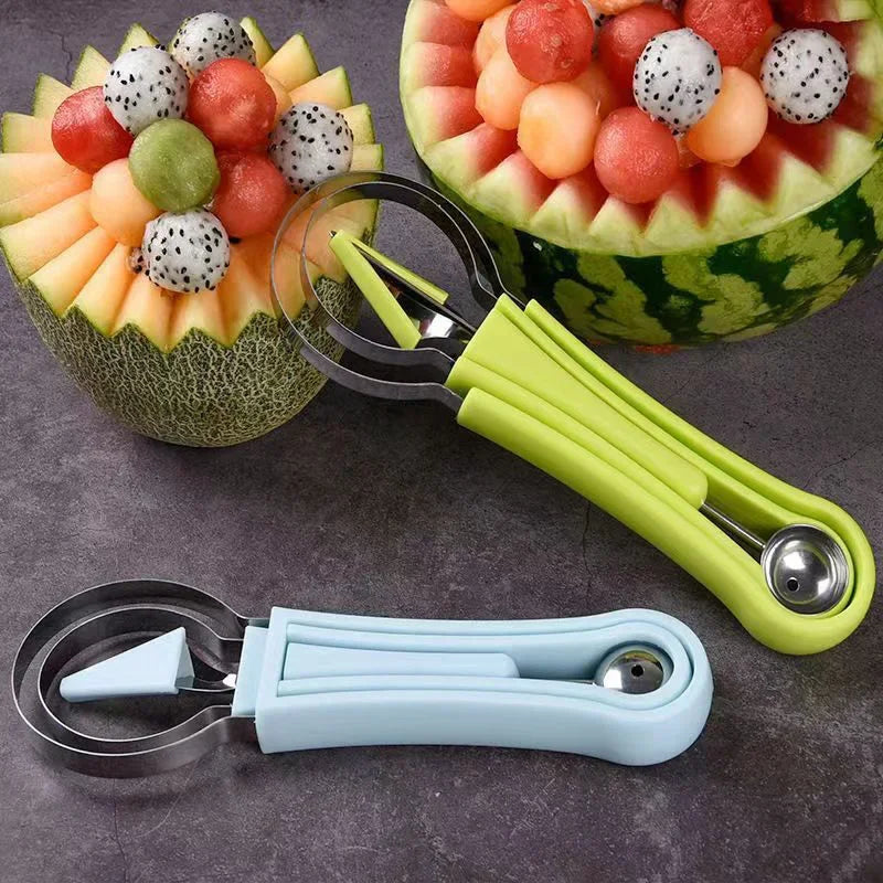 4 in 1 Watermelon Slicer Cutter Scoop Fruit Carving Knife Cutter Fruit Platter Fruit Dig Pulp Separator Kitchen Tools Gadgets