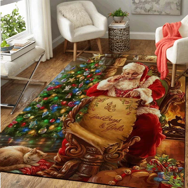 Christmas Tree Santa Claus Series Carpet Home, Living Room, Bedroom Decoration  Soft and Non slip