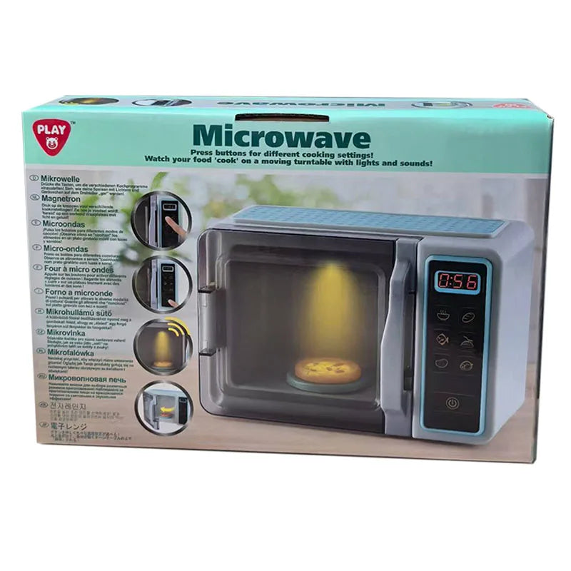 Play Go Simulation Microwave Oven Kitchen Series Sound and Light Mini Home Appliances Children's Play Toys