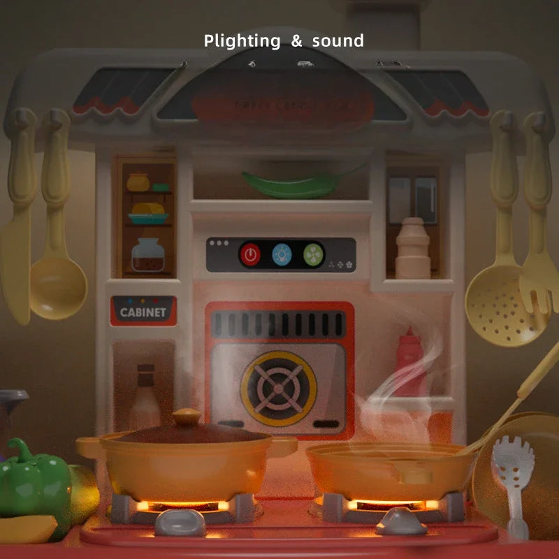 Children Play House Toy Simulation Kitchen Table with Sound Kids Role Play Kitchen Utensils for Girl Cooking Educational Toy Set