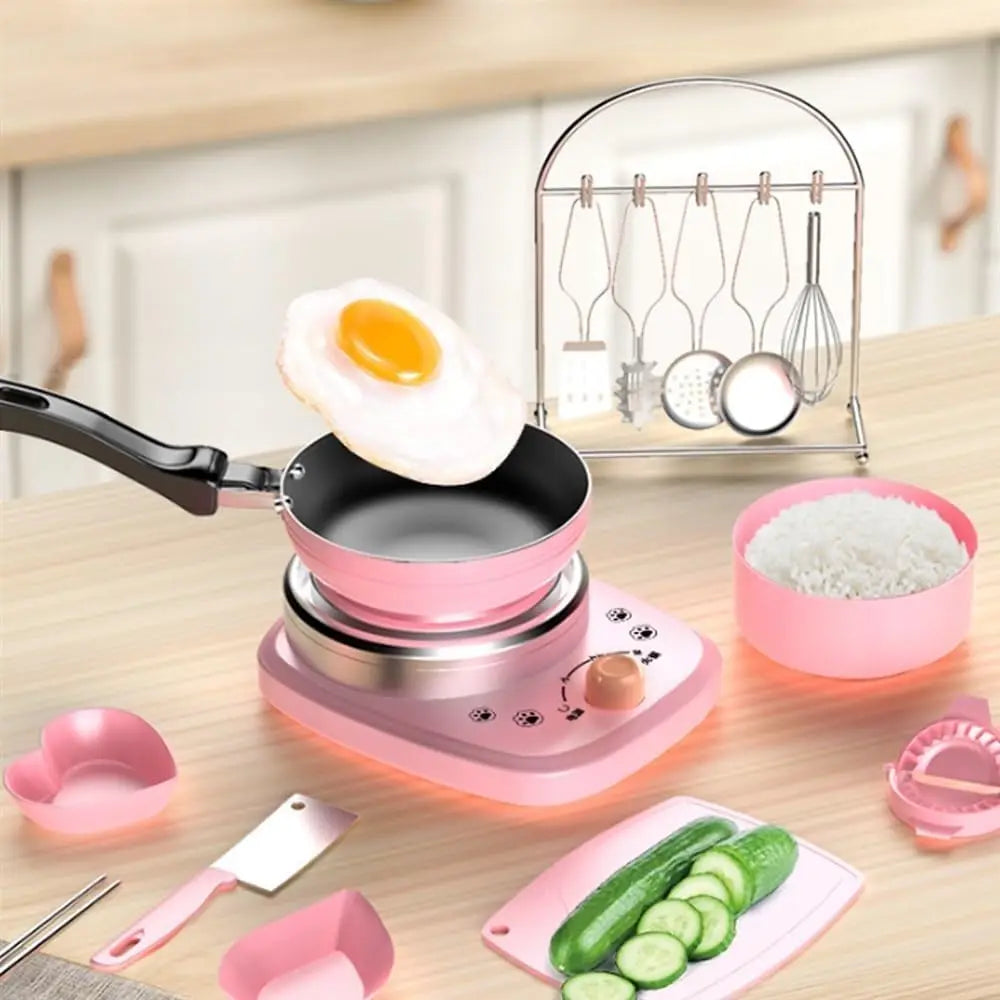 Funny Kitchen Toys Girl Can Cook Mini Kitchen Items Real Cooked Family Toy Set Birthday Gift Girl Toys Kitchen Accessories