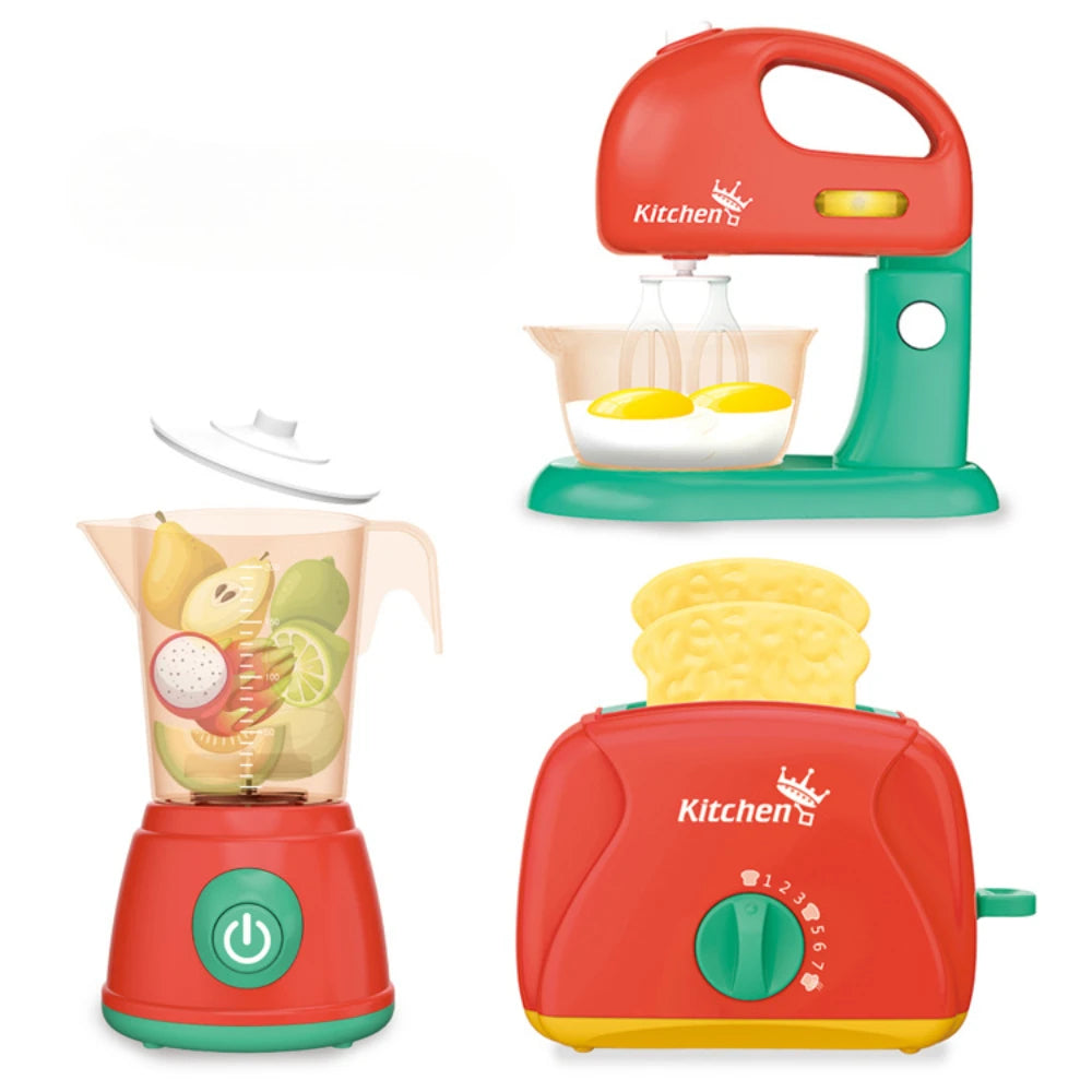 WizKidz Kids Toy Kitchen Utensils Play Set Mixer Blender Toaster Sounds Lights Toddler Accessories for Boys & Girls Kitchen Fun