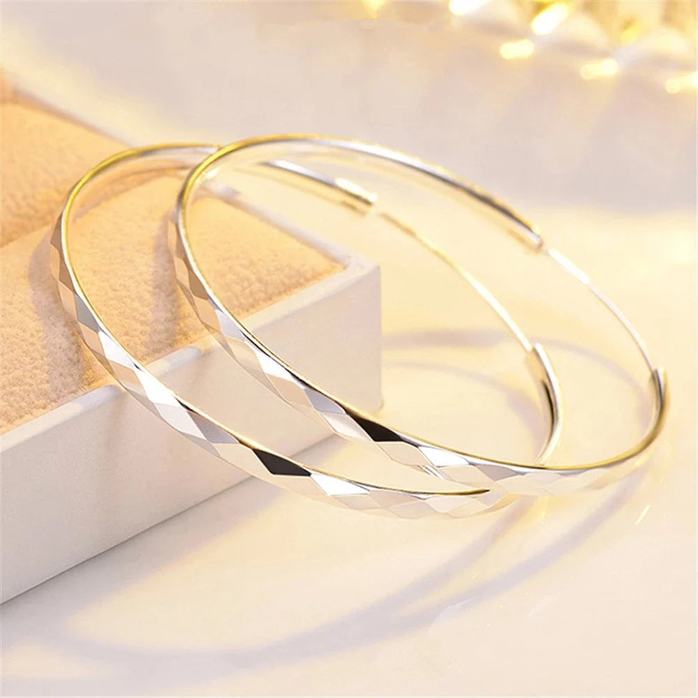 Luxury 925 Sterling Silver 5cm Large Circle Thin Hoop Earrings for Women, Original Designer Jewelry, Party Wedding Jewelry Gift