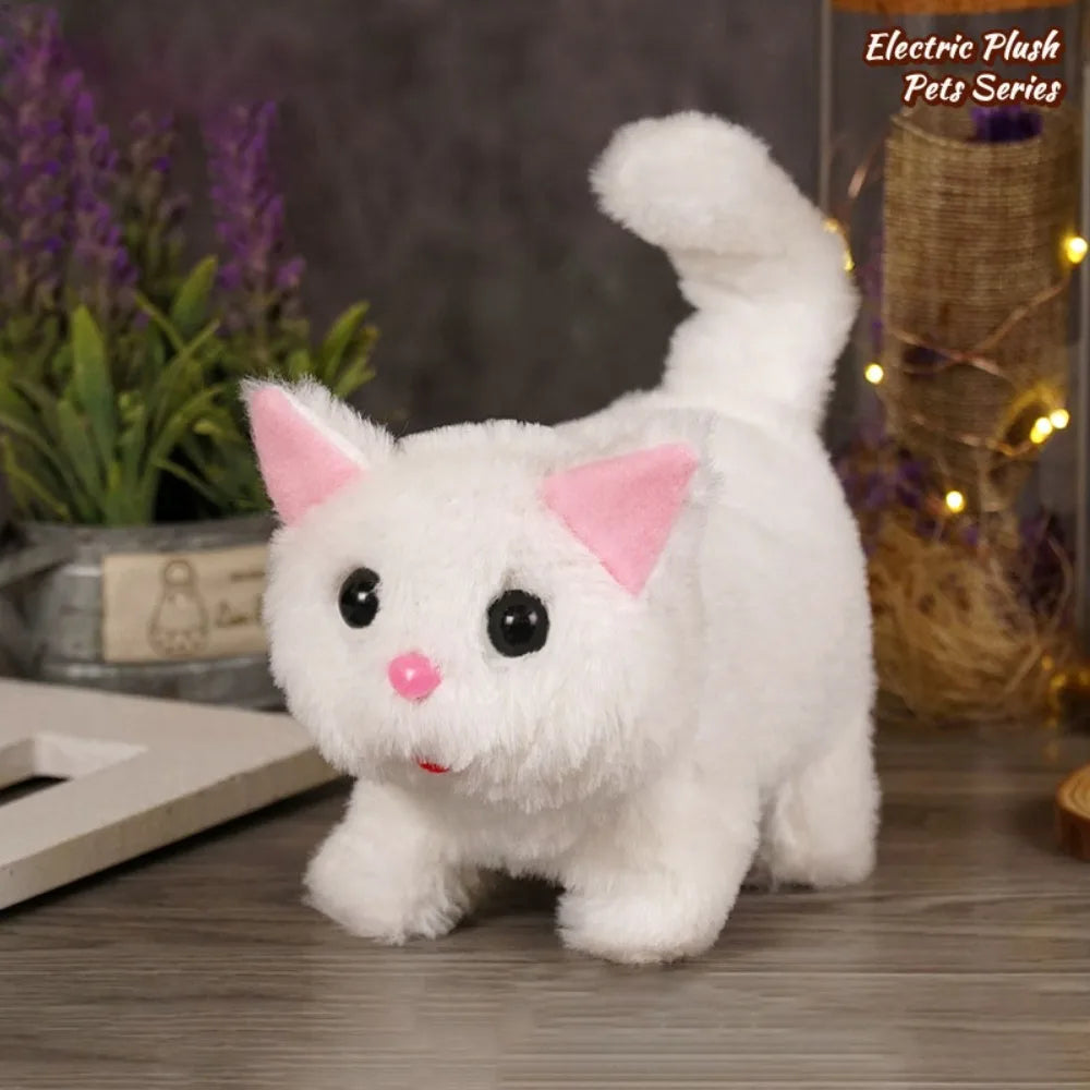 Simulated Robot Kitten Wagging Interactive Kitten Plush Toy Walking Makes You Happy Kitten Robot Electric Pet