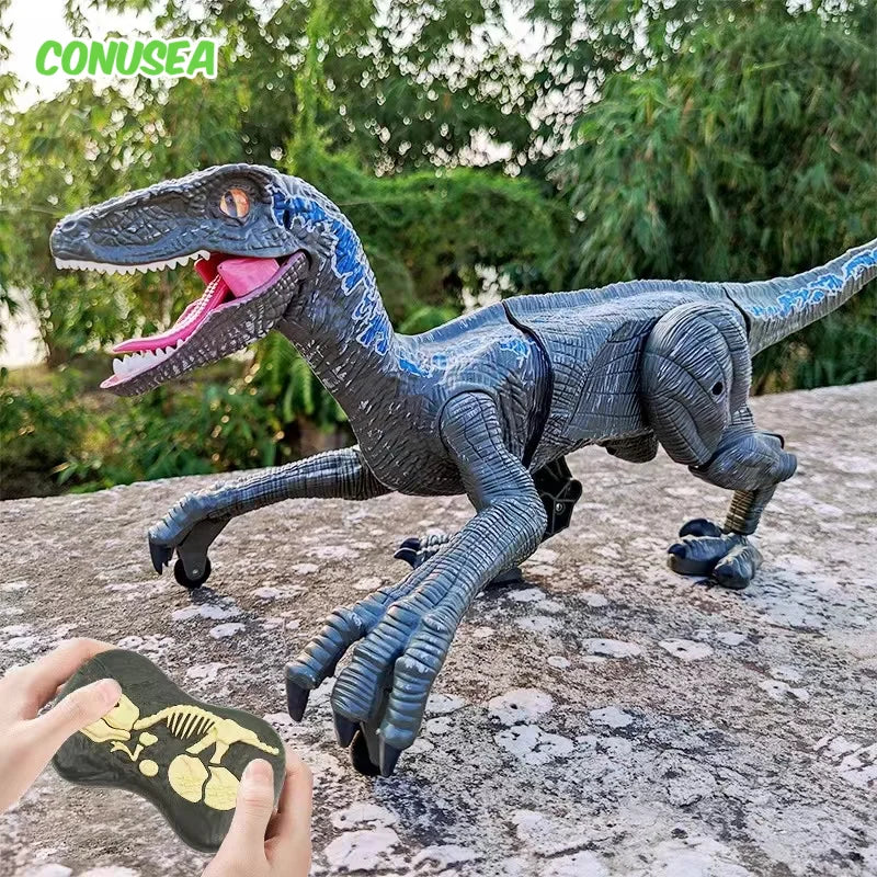 RC Dinosaur Raptor Robot electronic Intelligent 2.4G Remote Control Animals Music Light Toy Electric Toys For Children boys gift