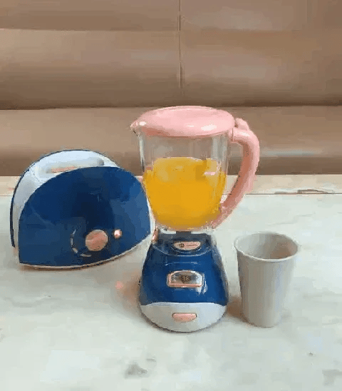 2025 Kids' Pretend Play Mini Simulation Kitchen Toys BLUE Household Appliances Toy with Light up & Sound for both Boys and Girls