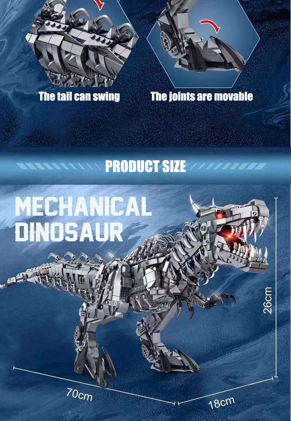 Jurassic Dinosaur World Large Mechanical Tyrannosaurus Rex Building Blocks T-rex Model With Lights Bricks Toys For Children Gift