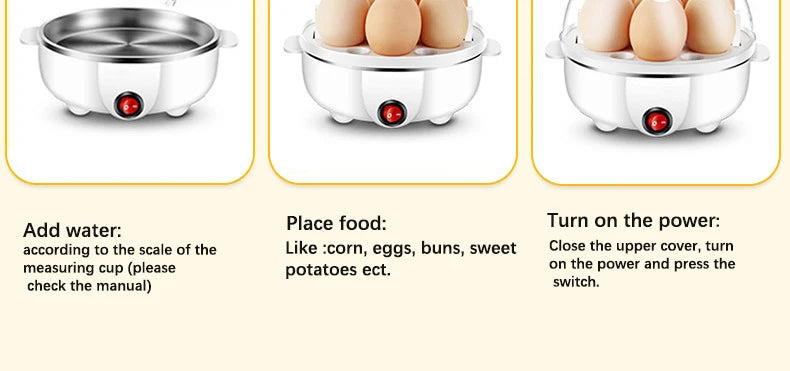 Electric Egg Cooker Steamer Boiler for 14 Eggs Two Layer Soft Medium Hard Boiled Egg Maker with Auto Shut Off Kitchen Appliance