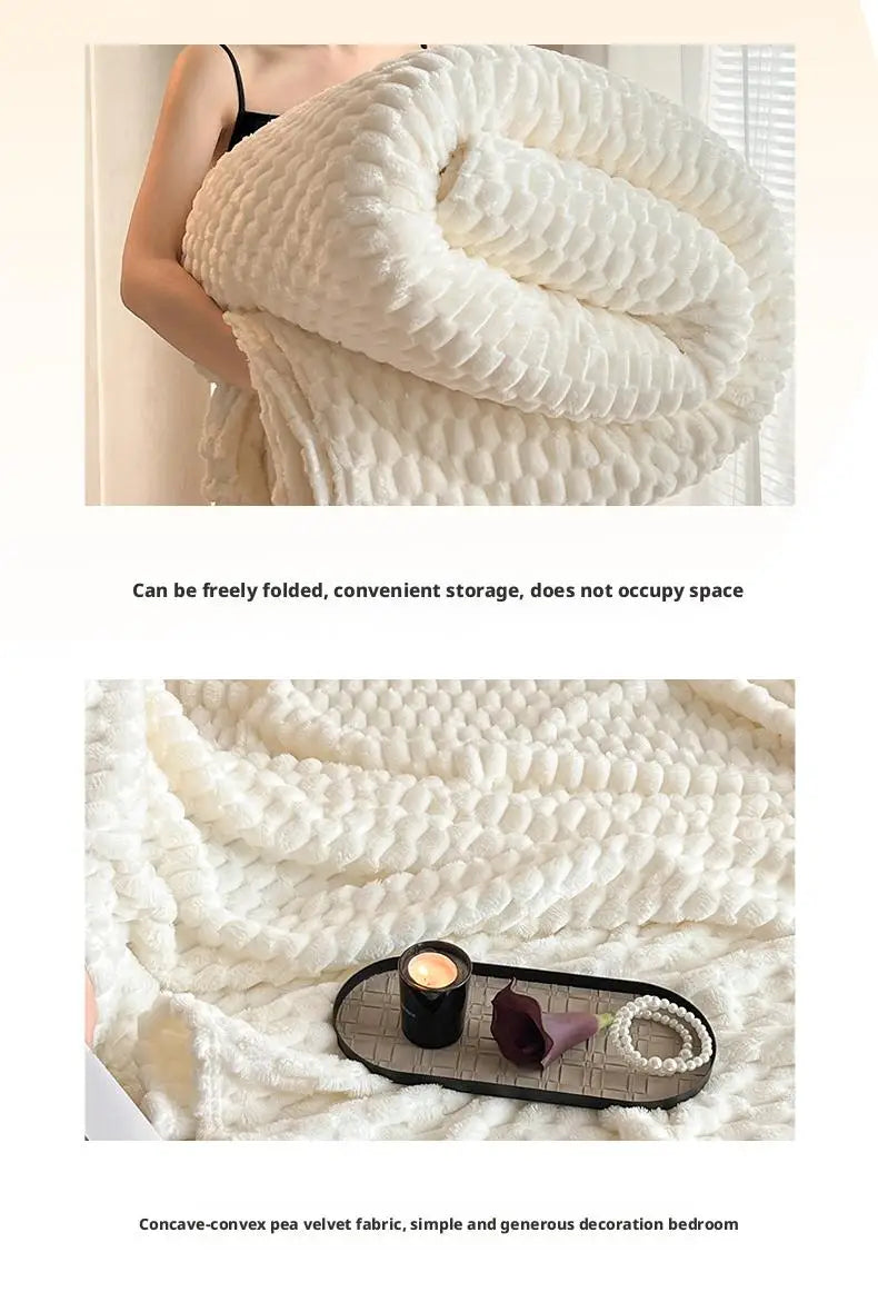 Super Soft Throw Blanket Ivory Premium Silky Flannel Fleece 3D Clouds Stylish Jacquard Lightweight Bed Blanket All Season Use