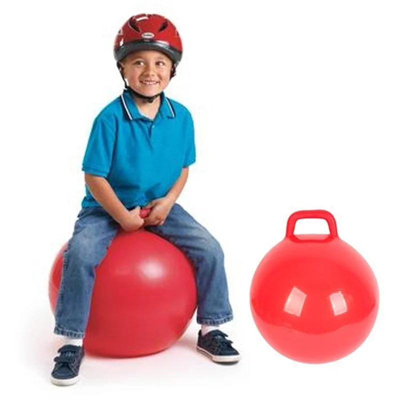 RTSHE-Children's PVC Toy Handle Jump Ball Elastic Ball Inflatable Elastic Ball With Handle Jumping Ball