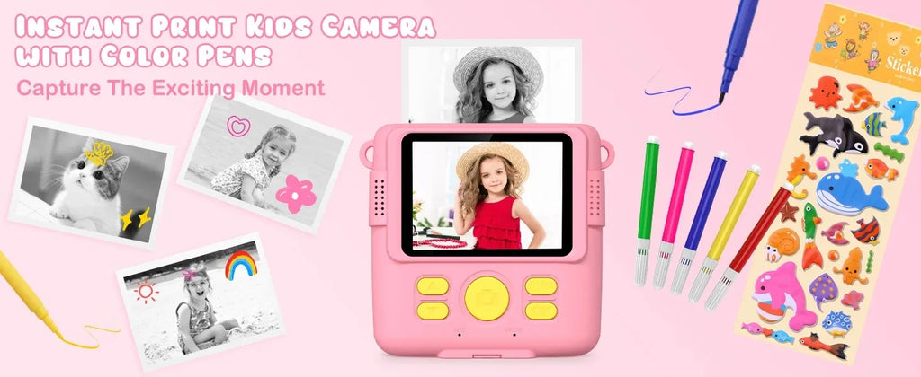 Instant Camera for Kids 2.4" 1080P Video Camera Instant Print Digital Camera with 32GB Card Gift for 3-12 Children's Camera