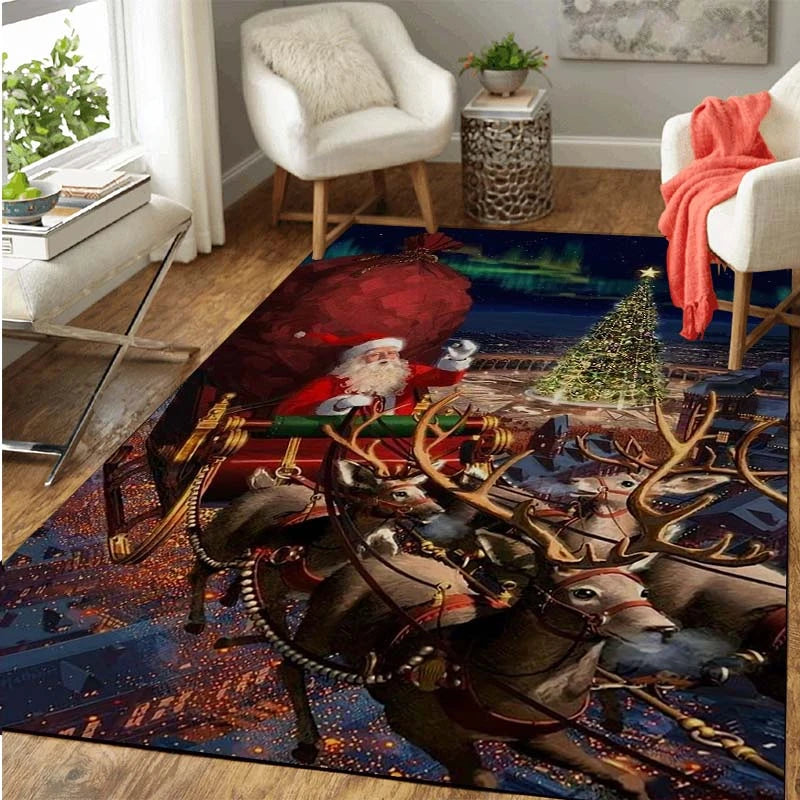 Christmas Tree Santa Claus Series Carpet Home, Living Room, Bedroom Decoration  Soft and Non slip