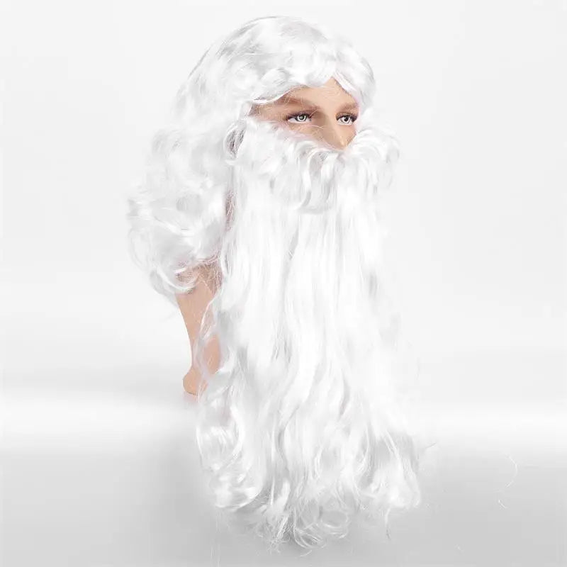 European and American cross-border white long curly hair Santa Claus synthetic wig European and American Santa Claus big