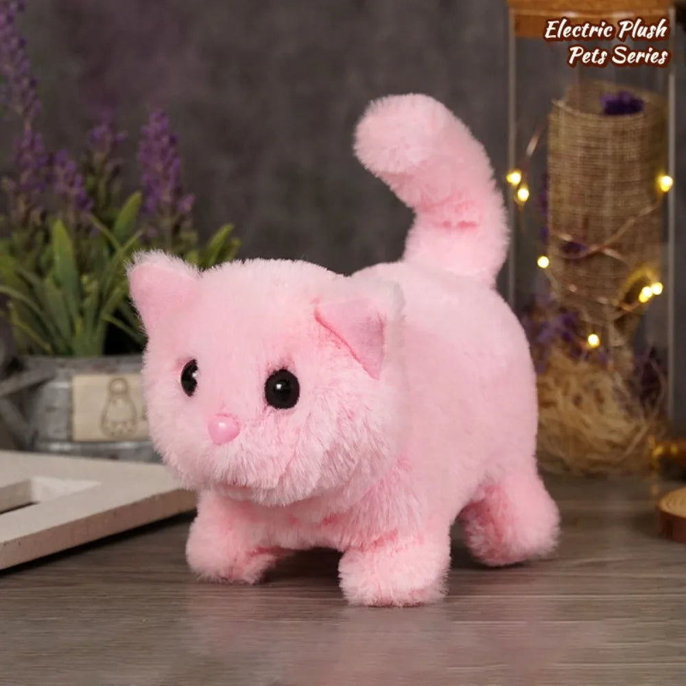 Simulated Robot Kitten Wagging Interactive Kitten Plush Toy Walking Makes You Happy Kitten Robot Electric Pet
